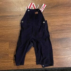 CARTERS BABY BOY BLACK BUTTON UP CORDUROY OVERALLS.